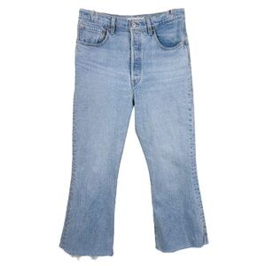 Levi’s Ribcage Flare Jeans High Rise Button Fly Light Wash Altered Hem 30